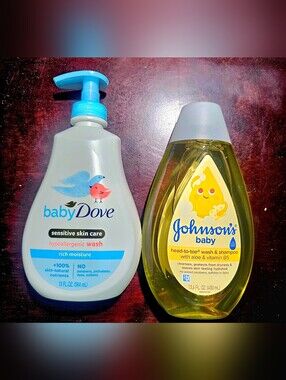 Johnsons Dove Sensitive Baby Wash & Shampoo with Desitin & A+D Diaper Rash cream